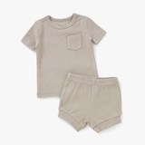 Ribbed Short Set | Mushroom