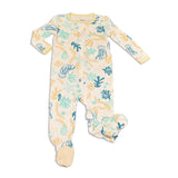 Bamboo Zip-up Footies | Reef Print